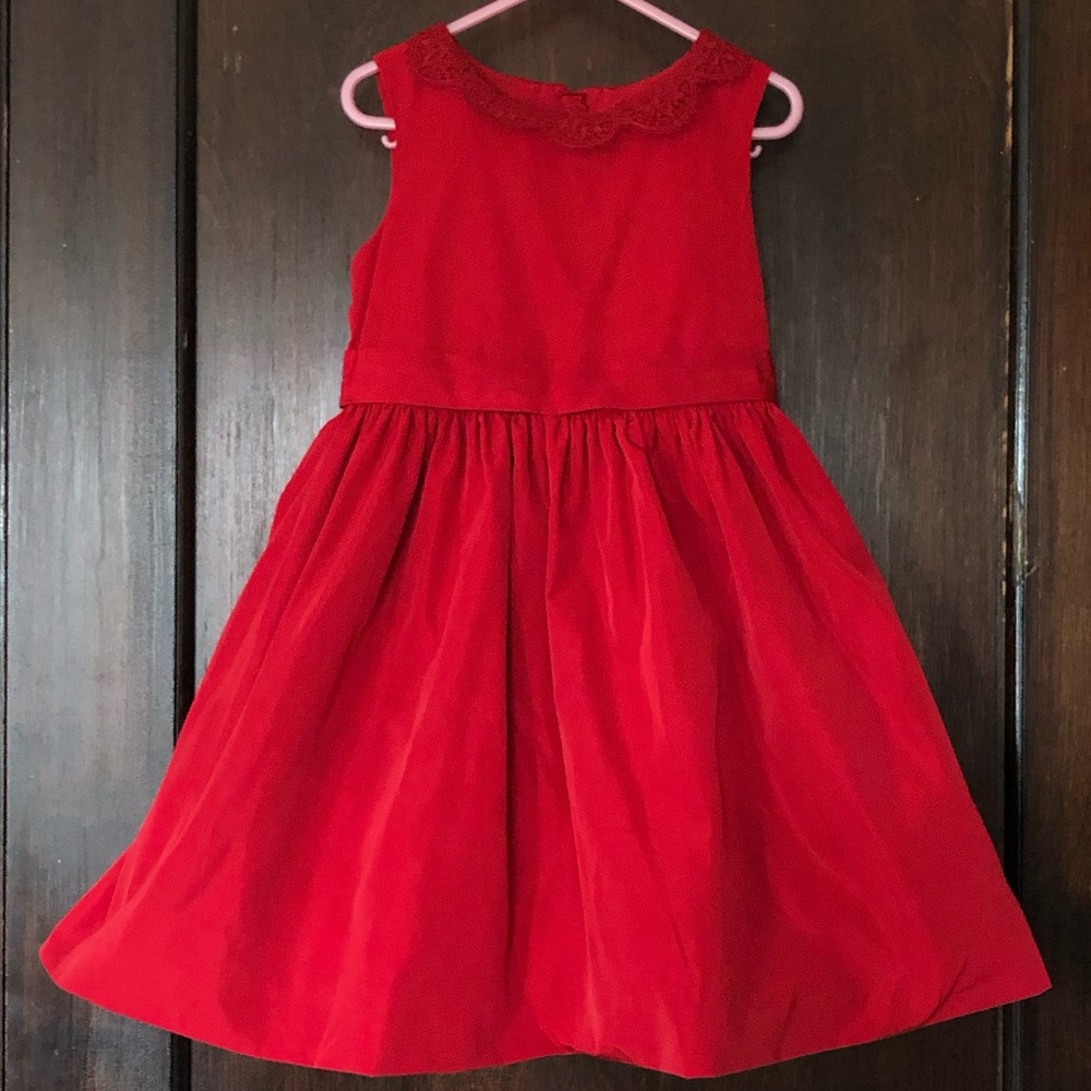 Neiman Marcus Jason Wu red taffeta lace collar dress size 5t